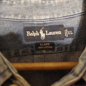 Men's XL  LS button down blue denim shirt